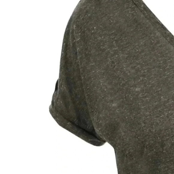 Ricki’s Linen Blend T-Shirt Loose Fit V Neck Short Sleeves Charcoal Grey Side XS - Picture 5 of 16